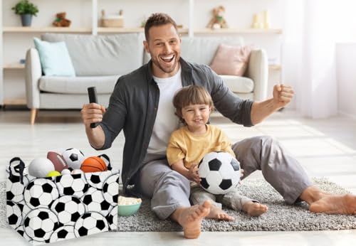 Rectangular Soccer Basket,Kids Baskets.Waterproof PE Coating Cute Bin with Handles.Boys Bins,Toys Box,Books Baskets,Gifts Bin. (Soccer basket) - color: Soccer basket