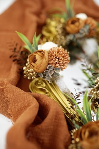Ansofi Rustic Terracotta Corsage and Boutonniere Set Artificial Rose Flower Wrist Corsage and Boutineers for Groom Groomsmen Bride Bridesmaids Prom Rustic Vintage Wedding Decor - color: Rustic Terracotta