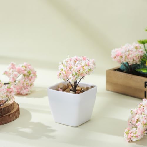 HOMSFOU 8pcs Cherry Blossom Tree Model, Artificial Blossom Cherry Tree Scenery Model Miniature Sand Table Accessories for Train Railway Architecture Diorama Micro Landscape Garden Yard Decor