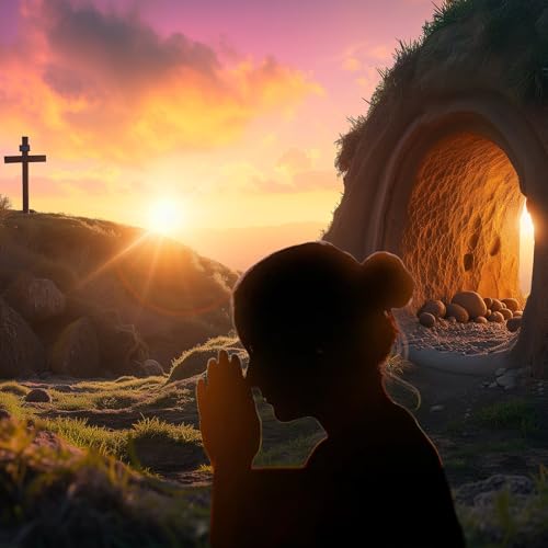 Empty Tomb Backdrop Sunrise Jesus Tomb Resurrection of Jesus Backdrop Holy Light Easter Background Rebirth of Jesus Bible Story Church Sanctuary Decor Crosses Jesus Christ Background 5x3ft - color: Black_Yellow, size: 5x3ft