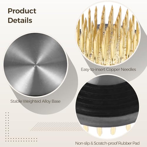 16 Pcs 1.42 Inch Kenzan Flower Pins, Arranging Vase Holders, Brass Needle Stem Holders for Floral Arrangement, Round Flower Fixed Tools, Efficient Design for Various Vessels