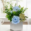 LADADA Artificial Blue Peony Bouquet in Vase, Party Tabletop Centerpiece - color: Blue