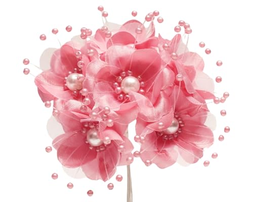 72PC Artificial Silk Pearl Spray Craft Flower for Home Craft Decor DIY Wedding Bridal Veil Headband Dress Cake Topper Embellishment Scrapbook Favor Corsage Floral Bouquet Arrangement (Mauve) - color: Mauve