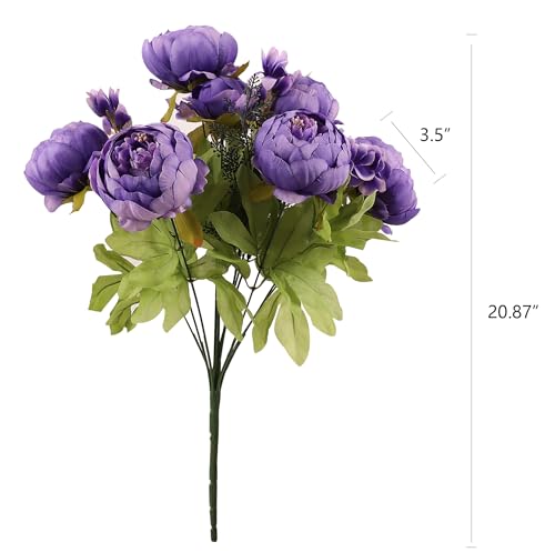 Duovlo Artificial Peony Silk Flowers Fake Flowers Vintage Wedding Home Decoration,Pack of 1 (Medium Purple) - color: Medium Purple