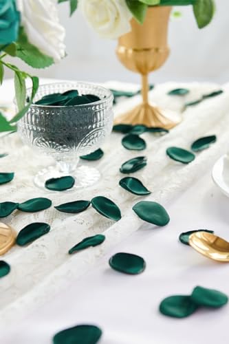 Serwalin 300Pcs Silk Rose Petals for Christmas Weddings Proposal Dark Green Flower Petals for Girl's Basket, Aisle, Table Decor - color: Dark Green, size: 300pcs