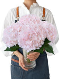 JINWOE Light Pink Flowers Silk Artificial Hydrangeas, 4Pcs 21" Lifelike Boho Large Flowers with Stems, Artificial Flowers for Wedding Porch Outdoor Bouquet Table Centerpieces Home - color: Light Pink