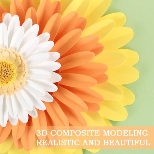 SUNBEAUTY Paper Flowers Decorations for Wall 3D Giant Daisy Artificial Flowers Bulletin Board Decoration Floral Paper Flowers Hanging for Spring Classroom Office Decor Wedding Baby Shower Garden Party - color: Daisy Paper Flowers