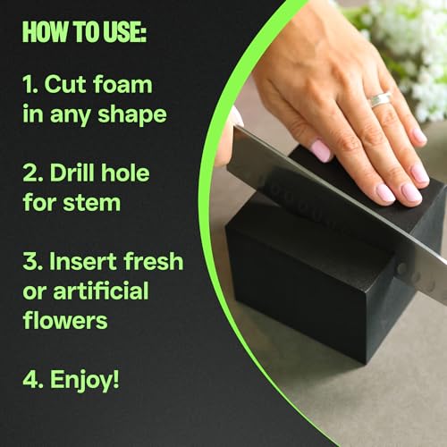 XCEL Floral Foam Blocks - Reusable, Weather Resistant Craft Foam for Artificial Flower Arrangements, Faux Florist Foam Planters Florist Supplies (Black 4" x 4" x 3" - 8 Pack) - color: Black 4" x 4" x 3" - 8 Pack