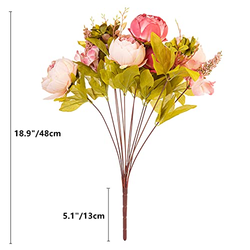 Fule 2 Pack Large Artificial Peony Silk Flower Bouquets Arrangement Wedding Centerpieces (Dark Pink) - color: Dark Pink X2