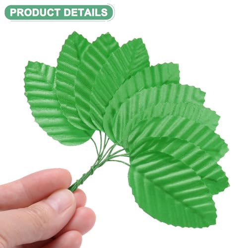 M METERXITY 100-Pack Artificial Silk Leaf, Faux Wire Single Leaves, Fake Flower Leaf with Stem for DIY Bouquet/Wreaths/Wedding/Garland/Party Decorations, Fake Rose Craft Leaves [Light Green] - color: Light Green