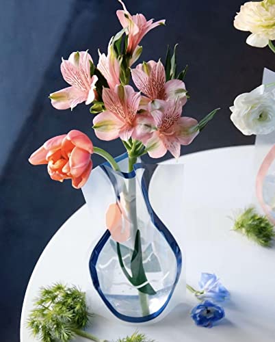 BLOFLO Collapsible Flower Vase, Foldable Vase, Expandable Vase, Plastic Flower Vases, Removable Flower Vases for Centerpieces, Contemporary Décor for Home Office Wedding (Set of 6)