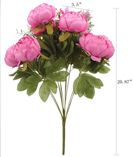 Duovlo Springs Flowers Artificial Silk Peony Bouquets Wedding Home Decoration,Pack of 1 (Spring Peach Pink) - color: Spring Peach Pink