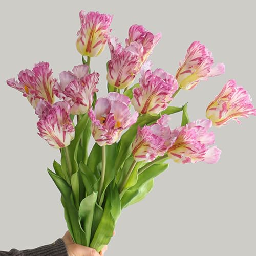 3PCS Artificial Parrot Tulips Made of Silk Flowers and Plastic Rods, Ideal for Living Room, Dining Room, Office, Festival and Party Decorations (Purple) - color: Purple