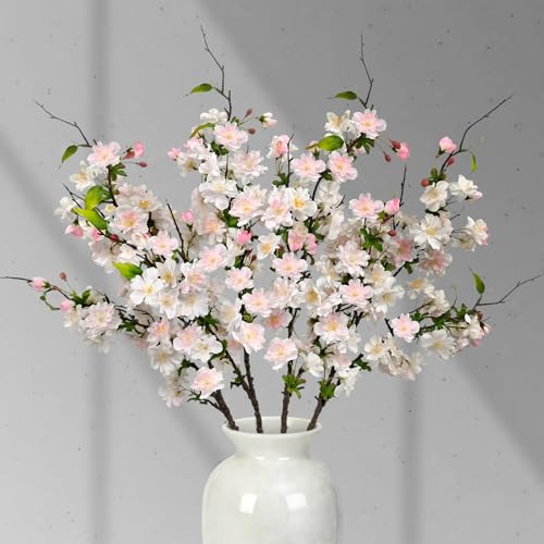 Artificial Cherry Blossom Branches 31.5'', 4 Pack Faux Spring Flowers for Tall Vase, Realistic Flower Stems for Home Decor, Wedding, Easter, Table Centerpiece and Party Decor (Light Pink) - color: Light Pink