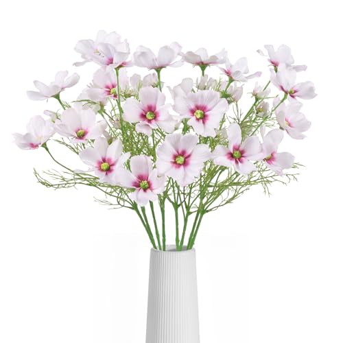 IPOPU Light Pink Daisy Silk Flowers 8Pcs Artificial Wildflowers 40 Heads Fake Cosmos Flower for Vase Wedding and Engagement Centerpiece Arrangement Room Home Decor(Light Pink) - color: Light Pink)