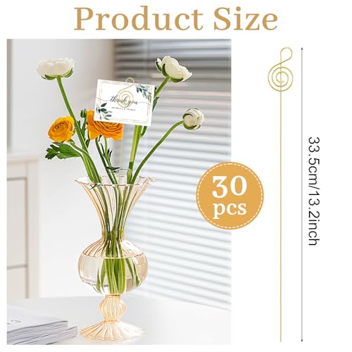 30-Pack Floral Picks Flower Bouquet Decoration Picks - 13 Inch Metal Sticks for Floral Arrangements, Wedding, Party & Craft Decor (Golden Notes) - color: Golden Notes