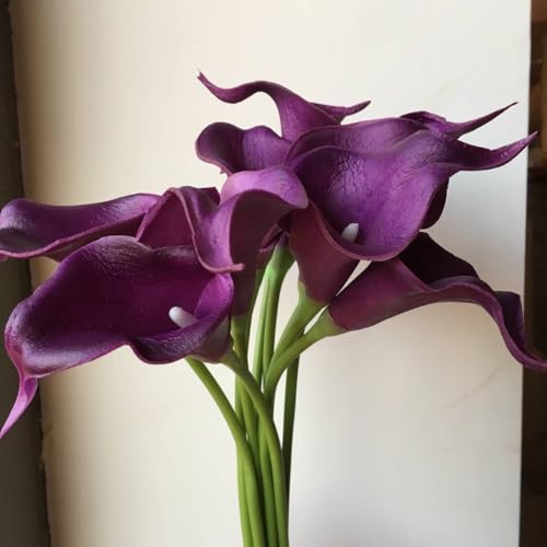 20Pcs 2.1 Inch Purple Calla Lily Artificial Flowers Faux Calla Lily Fake Flowers Bulk Real Touch Latex Calla Lilies Flowers for Home Wedding Party Plant Decoration Table Centerpieces - color: Purple