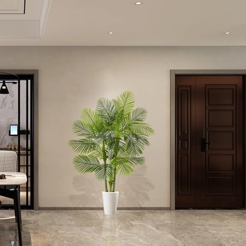 Warmplants Artificial Palm Tree, 6ft Golden Cane Fake Palm Plant with Basket, Large Phoenix Palm UV Resistant Faux Plants for Indoor Outdoor Home Garden Patio Office Décor - color: Palm, size: 6ft
