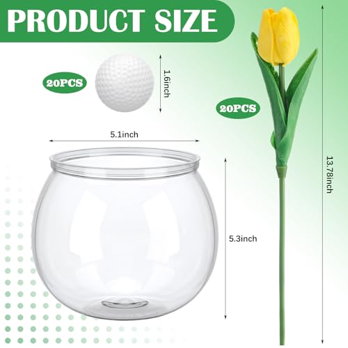Giegxin 2 Sets Golf Centerpieces Table Decorations with Artificial Yellow Tulips Bouquets Vase for Golf Party Favors Sports Birthday Supplies Table Centerpieces