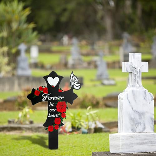 3Pcs Cemetery Decorations for Grave, Grave Decorations for Cemetery Son Dad Mom, Cross Graves Markers for Cemeteries - style: Cross-A 3Pcs