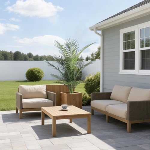 Artificial Palm Tree 4FT Fake Palm Tree with 15 Trunks Perfect Faux Dypsis Lutescens Plants in Pot for Indoor Outdoor House Home Office Garden Modern Decor Housewarming Gift (2Pack) - size: 4FT
