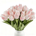 Artificial Tulips Bridal Wedding Festival Decor Bouquet Real Touch PU Flower Bouquet Pack of 20 (Light Pink) - color: Light Pink
