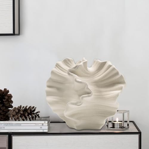 Ceramic Vase - Set of 2 for Home Decor,White Flower Shape Pampas Vases Minimalist Nordic Boho Style for Modern Farmhouse Decor, Living Room、 Kitchen、Mantle、Bedroom、Dining Table、Office - color: Flower Shape White