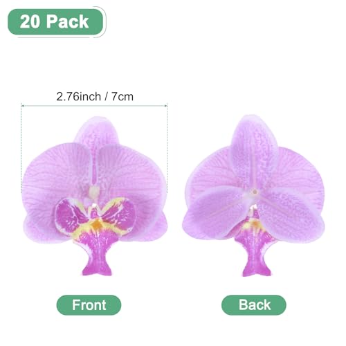 M METERXITY 20-Pack Artificial Orchid Flower Heads, Silk Faux Butterfly Flowers Head for Wedding/Bouquet/Bridal/Party Decor, Fake Phalaenopsis Petals Bulk [2.76 Inch, Light Purple] - color: Light Purple, size: 2.76 Inch