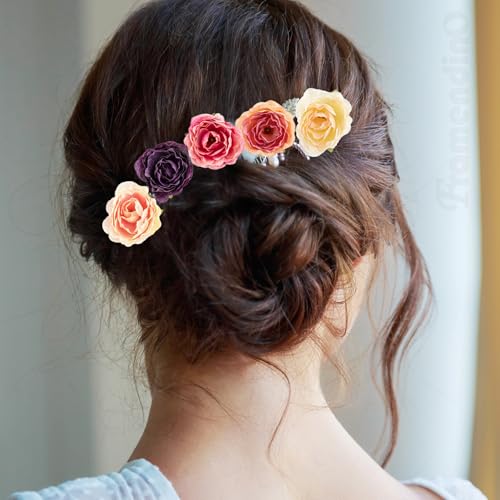 Framendino, 30 Pack Fake Roses Artificial Peony Heads Bulk Small Flowers Head Colorful Mini Peonies Silk Flower for Crafts
