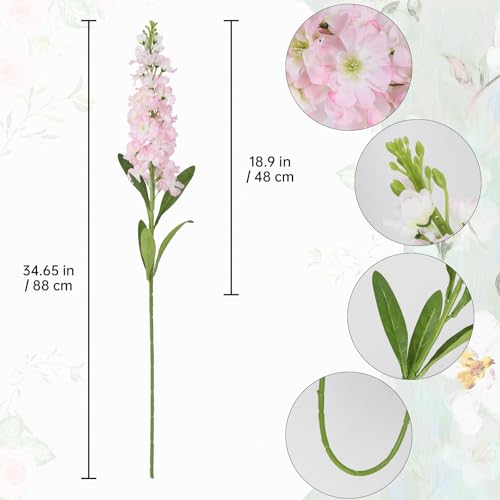 Light Pink Delphinium Artificial Flowers 5PCS Silk Flowers with Stems Snapdragon Long Stem for Tall Vase Home Wedding Centerpieces Decor (Light Pink) - color: Light Pink