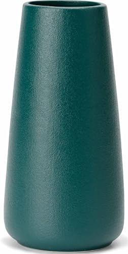 Green Vase - 8" Big Green Ceramic Flower Vase for Home Decor, Minimalism Farmhouse Style for Vintage Table/Shelf Centerpieces, Fireplace Bedroom Kitchen Living Room Office Decorative - color: Green, size: Big