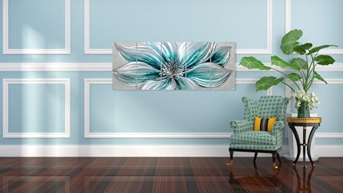 YHSKY ARTS Flower Metal Wall Art - Hand Crafted 5 Panels Aluminum Sculpture for Living Room Bedroom Decor - color: Flower Art, size: 64x24IN