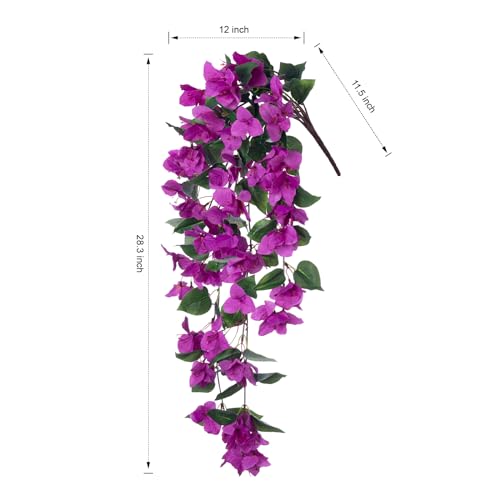 Bougainvillea Artificial Fake Hanging Flowers Plants for Outdoor Spring Decoration, 2PCS UV Resistant Faux Bougainvillea Silk Flowers Realistic Look Real for Planters Outside Porch Patio Yard, White - color: Z-purple, size: 2pcs