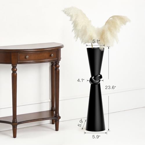 Tall Black Floor Vase 23.6″ – Glossy Resin Decorative Floor Vase for Pampas Grass, Branches & Dried Flowers, Modern Farmhouse Indoor Home Decor - color: Black