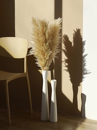 AETVRNI Flower Vase 16.5'' Tall White Ceramic Vase,Pampas Grass Vases,Modern Home Decorations,Handmade Brushed Skinny Floor Vases for Decor Living Room,Table,Fire Mantel,Entryway,White 40cm - color: White 40cm