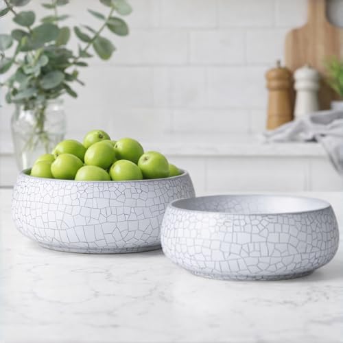 2 Pack Lotus Bowl Planter, Large 7.5'' & Small 6'' Shallow Lotus Pots for Water Planting, Drainage-Free Ceramic Hydroponic Bowl for Lotus Seeds, Ikebana, Succulents & Water Lilies (Kiln Split) - color: Kiln Split