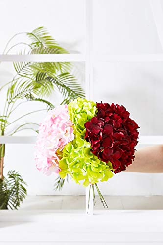 Artificial Hydrangea Flower Heads Pink 10 with Stems Hydrangea Silk Flowers Head for Wedding Centerpieces Bouquets DIY Floral Decor Home Decoration - color: 10pcs Pink, size: Large