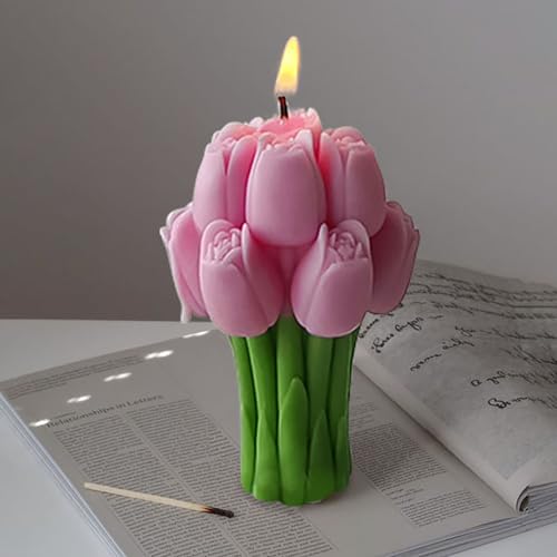 Tulip Bouquet Silicone Candle Molds for Candle Making, 3D Flower Molds, DIY Handmade Supplies