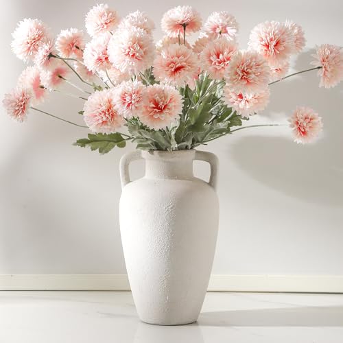 Large Ceramic Vase - 11.41 inch Tall Rustic Vase with 2 Handles, Decorative Flower Vases for Home Decor, Living Room Shelf Decor, Table Office - color: 103-5-11.4in