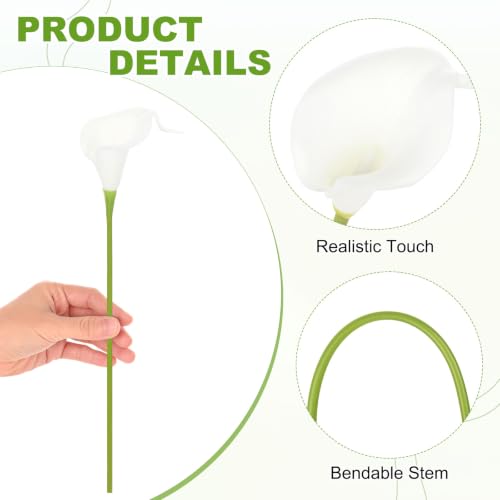 M METERXITY 10-Pack Beige Artificial Calla Lily Flowers,14 Inch Faux Calla Lily PU Bouquets Real Touch Faux Flowers for Home/Wedding/Christmas/Party - color: Beige