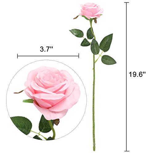 Nubry Artificial Silk Rose Flower Bouquet Lifelike Fake Rose for Wedding Home Party Decoration Event Gift 10pcs (Pink) - color: Pink