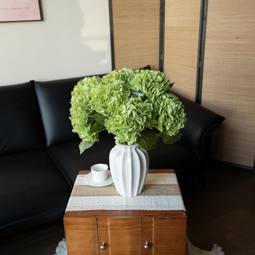 DUYONE 22" Real Soft Touch Hydrangea Artificial Flowers Realistic,Large Long Stem Fake Flowers Full Latex Faux,Wedding Bouquet,Party Home Decor,Garden Office Room Table Centerpieces Green 3Pcs - color: Green, size: 3Pcs