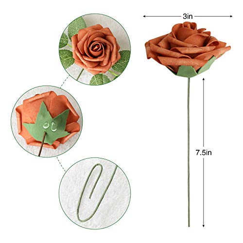 AmyHomie Artificial Flower Shades of Burgundy Rose 25pcs Real Looking Fake Roses w/Stem for DIY Wedding Bouquets Centerpieces Arrangements Party Baby Shower Valentines Day Christmas Tree Decorations - color: Shades of Burgundy