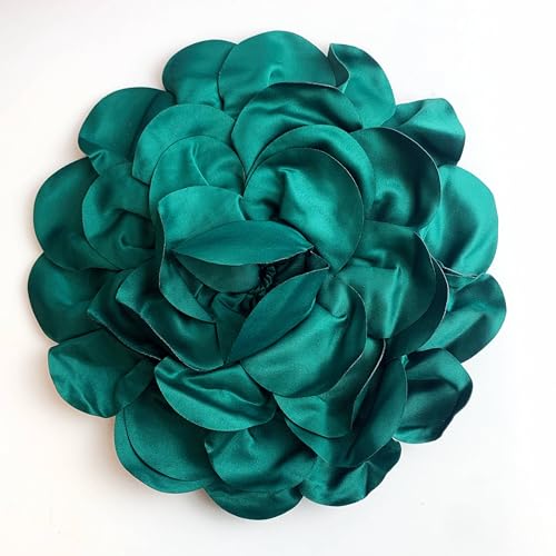 Heyiwell Large Satin Fabric flower for Brooch Pin Wedding Party Dance Dress Suit Clothes Head Hair Accessories DIY Decor 9.45"Inch - color: Blackish Green
