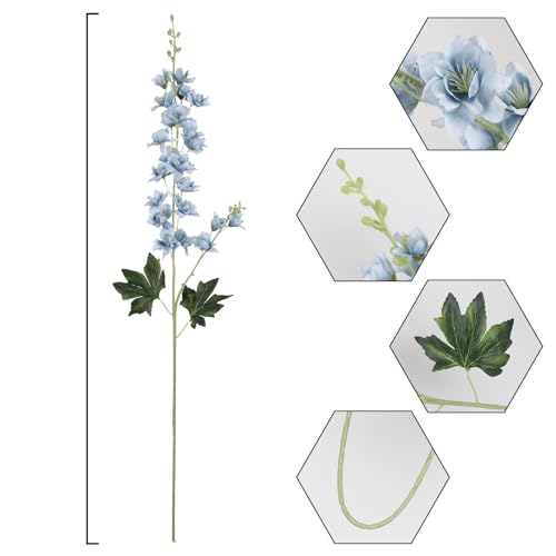 8PCS Dusty Blue Delphinium Artificial Flowers 33.5'' Faux Delphinium Stems Larkspur Silk Flowers for Wedding Table Centerpieces Home Garden Decor(Dusty Blue) - color: Dusty Blue