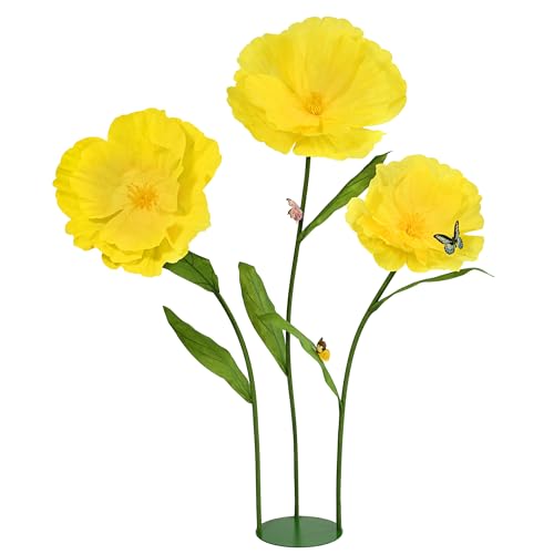 5.8 Ft Giant Artificial Flowers,Large Paper Flower,Huge Poppy Flowers Decoration for Wedding,Hotel,Office,Window Display and Home Farmhouse Decor(Yellow) - color: Yellow