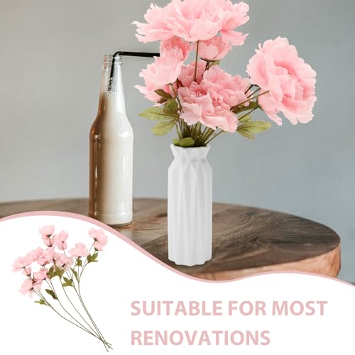 Alipis Artificial Peony Flowers Bouquet, 5pcs Pink Silk Peonies with Long Stems, Realistic Faux Flower Arrangement for Home Décor, Wedding Centerpieces, and Party Decorations