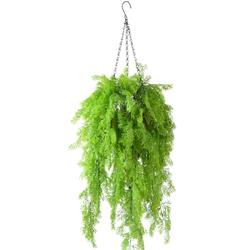 ZFProcess Artificial Faux Hanging Plants Basket for Spring Outdoor Decoration, Fake Seaweed Plant UV Resistant Look Real for Outside Porch Home Patio Balcony Yard(Green) - color: Green