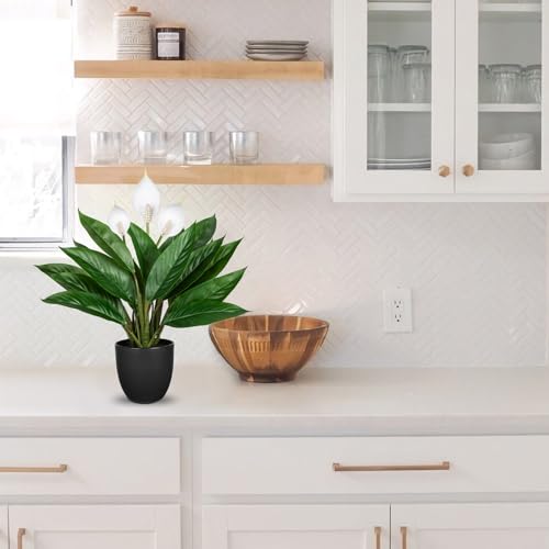GnFlus Fake Plants 20'' Faux Plants Artificial Potted Plants Indoor Realistic White Anthurium Artificial Flowers, Fake Potted Plants for Home Office Farmhouse Kitchen Bathroom Table Shelf Decor - color: 20'' White