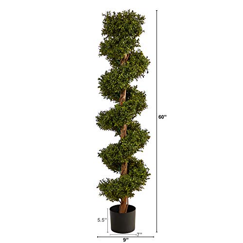 Nearly Natural 5ft. Boxwood Spiral Topiary Artificial Tree (Indoor/Outdoor)